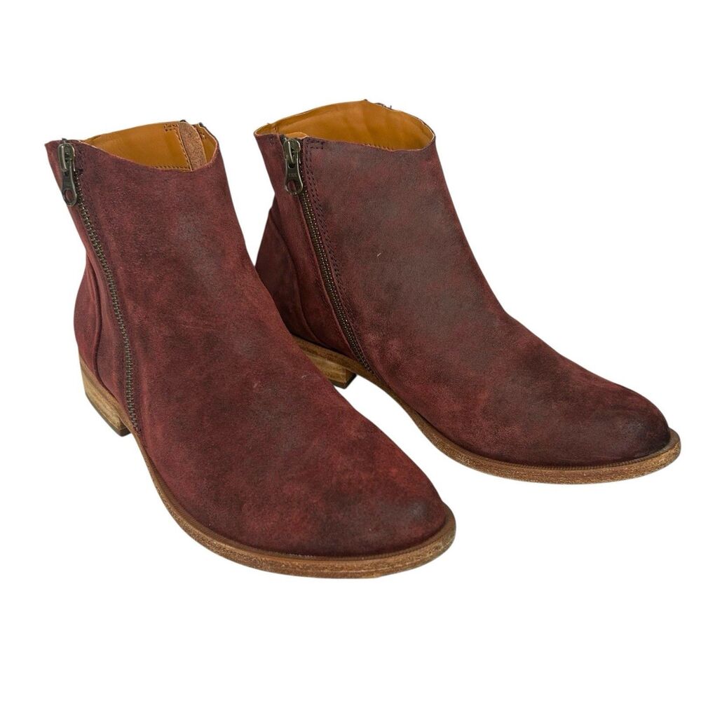 Kork-Ease Riley Boots Dark Brick Distressed Red Leather Ankle Zipper Women’s 8.5 - Picture 2 of 10